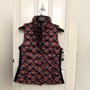 Tommy Hilfiger Womens Jacket Coats Size Small Plaid Vest Red Blue